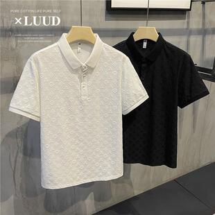轻奢提花休闲POLO衫 新款 时尚 夏季 T恤男 舒适透气青年修身 翻领短袖
