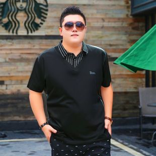 加肥加大码 翻领男t恤肥佬假两件卫衣版 2025新款 短袖 型薄款 polo衫