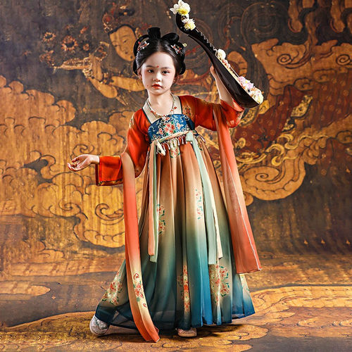 敦煌飞天汉服儿童汉服唐装演出