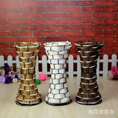 欧式铁艺现代简约手工编制花瓶