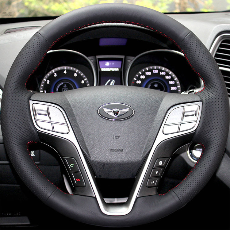 现代朗动/悦动/瑞纳/瑞奕/名图/IX35/新胜达真皮手缝方向盘套定制