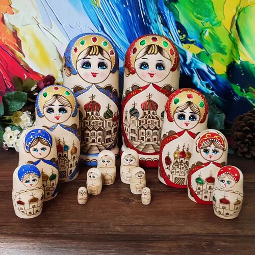 正品进口蓝色建筑无味俄罗斯套娃