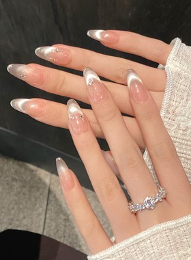 【紫法假日】紫色温柔玻璃珠猫眼显白春夏中长款纯手工穿戴甲