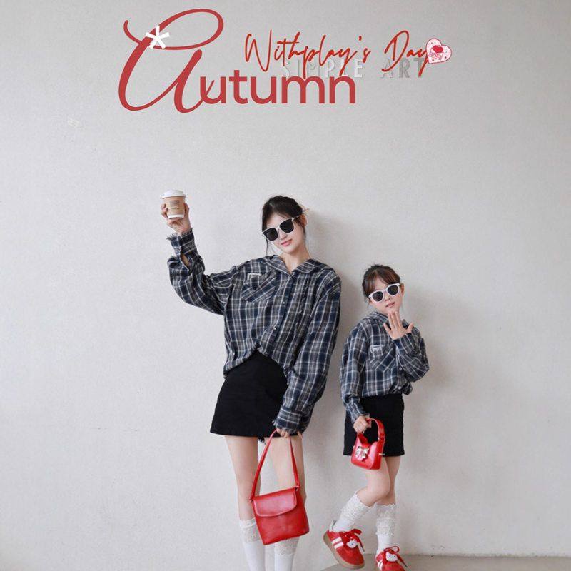 不一样的炸街母女装秋季新品格子连帽长袖衬衫时髦休闲亲子装衣服