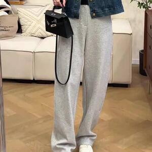 大码直筒休闲裤女秋季新款梨型身材裤子胖mm宽松高腰显瘦卫裤长裤