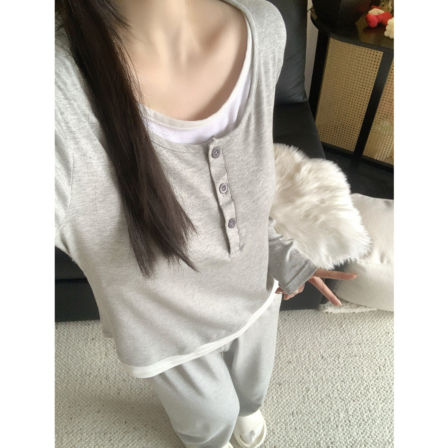 带胸垫睡衣女春秋季莫代尔2026新款简约休闲假两件长袖套装家居服,女士内衣/男士内衣/家居服,睡衣/家居服套装,淘宝优惠券,粉丝福利购,淘宝优惠卷