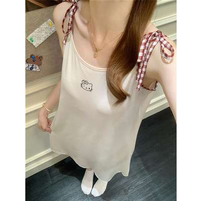 莫代尔吊带睡裙女夏季带胸垫KT猫