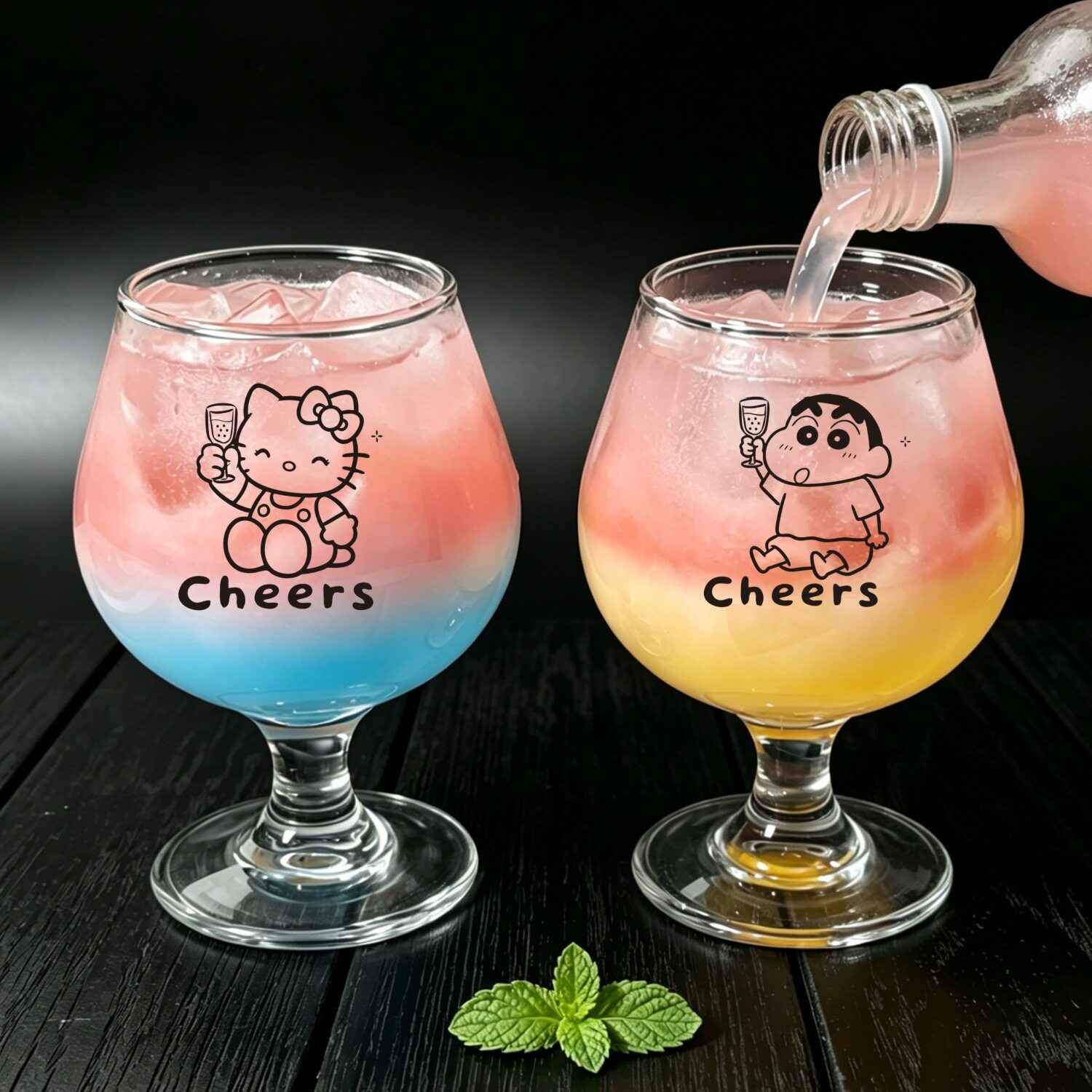原创韩式可爱小狗ins风玻璃杯高脚杯甜品杯果酒杯果汁杯气泡水杯