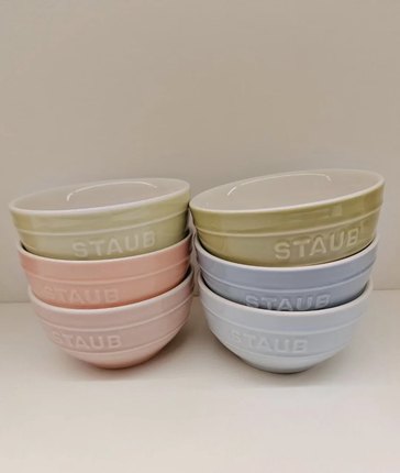 staub珐宝马卡龙色陶瓷米饭碗6件套小碗套装组合餐具饭碗兔子碗