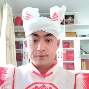 陕北白毛巾三道道红头巾陕北秧歌毛巾舞蹈超长白毛巾秧歌头饰加长