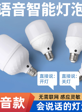 语音声控灯泡led小夜灯卧室家用E27螺口人工智能语音控制灯感应灯