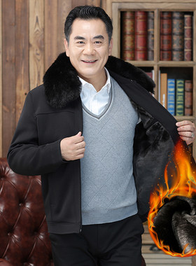 中老年加厚时尚翻领保暖爸爸装
