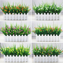饰品 仿真塑料植物满天星假花艺栅栏盆栽室内客厅窗台摆设绿植套装