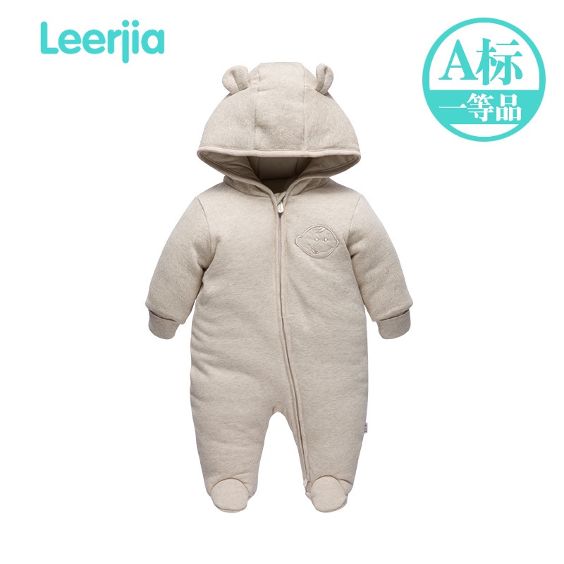 秋冬包脚哈衣夹棉新生儿连体衣