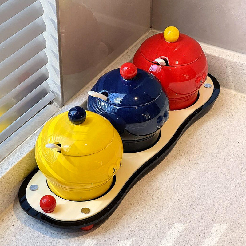 【厨房好物】可爱陶瓷调料罐调味罐收纳盒盐罐带勺家用味精调料盒,厨房/烹饪用具,调料置物架,淘宝优惠券,粉丝福利购,淘宝优惠卷