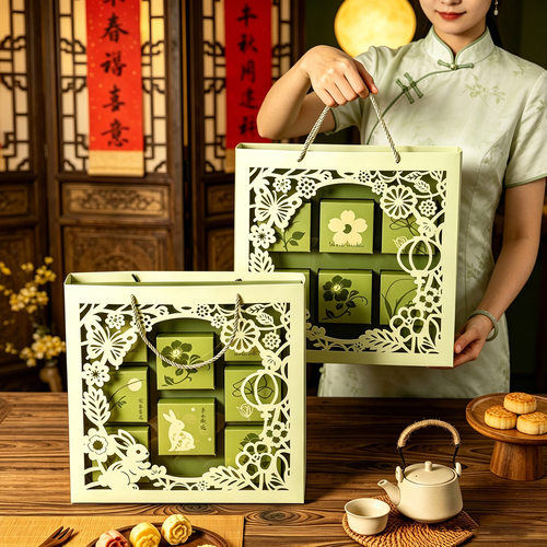 2026月饼礼盒包装盒中秋高端50g75g6/8粒手工绿豆糕新款透明盒子