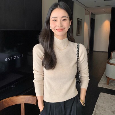 针织打底衫套头半高领内搭