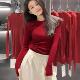 上衣 打底衫 安哥拉红色圆领针织衫 女秋冬韩系氛围感红茶风穿搭修身
