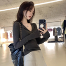 polo领心机针织衫 打底羊毛小众上衣 女2025秋冬设计感内搭毛衣薄款