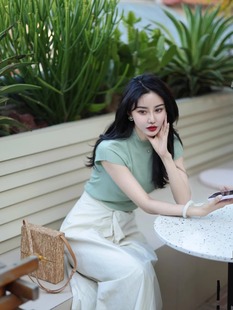 薄款 港风高级感气质女夏季 修身 半高领短袖 上衣 针织T恤2025新款