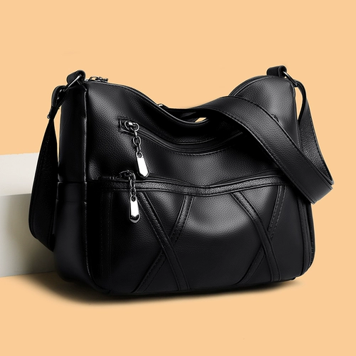 Вместительная и большая сумка на одно плечо, из натуральной кожи, для среднего возраста