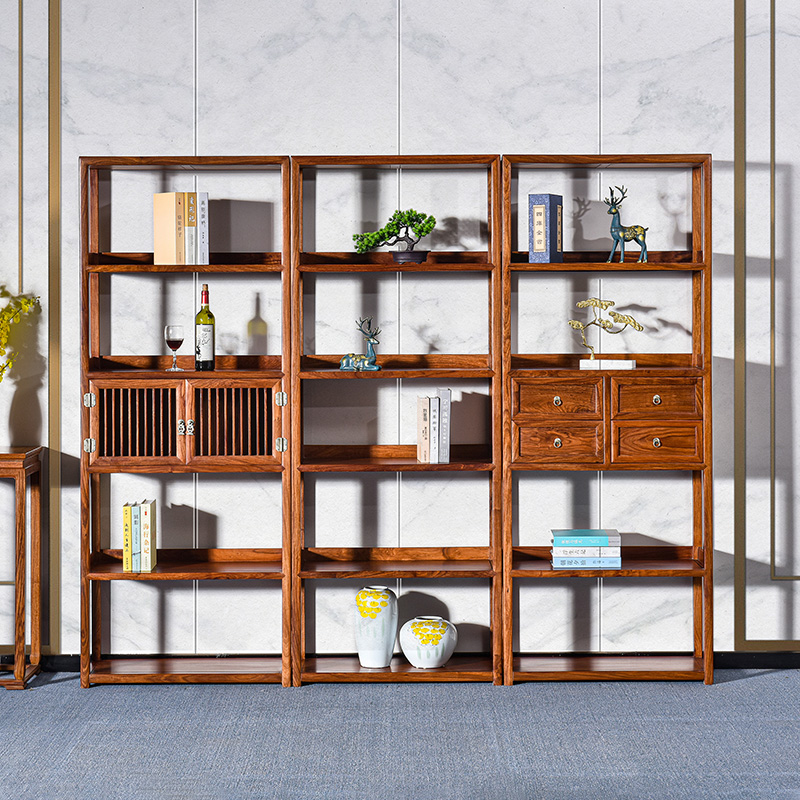 多层中式组合花梨木三件套展示架