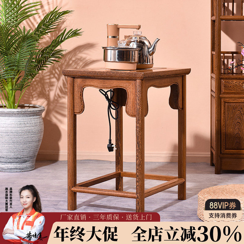 红木家具鸡翅木小茶几中式实木简约边几功夫双层茶几茶台仿古角几