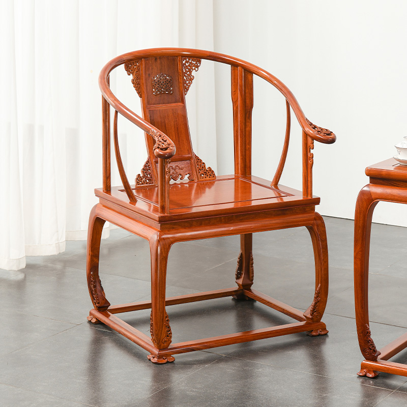 宋韵缅甸花梨木圈椅中式围椅实木太师椅大果紫檀主人椅红木皇宫椅