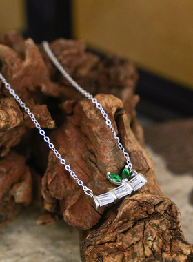 足银999竹节项链节节高升锁骨链