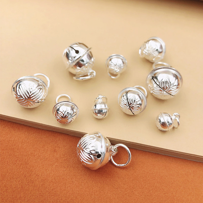 银铃铛999纯银挂件会响铃铛小吊坠手链脚链手镯宝宝饰品diy配件3b