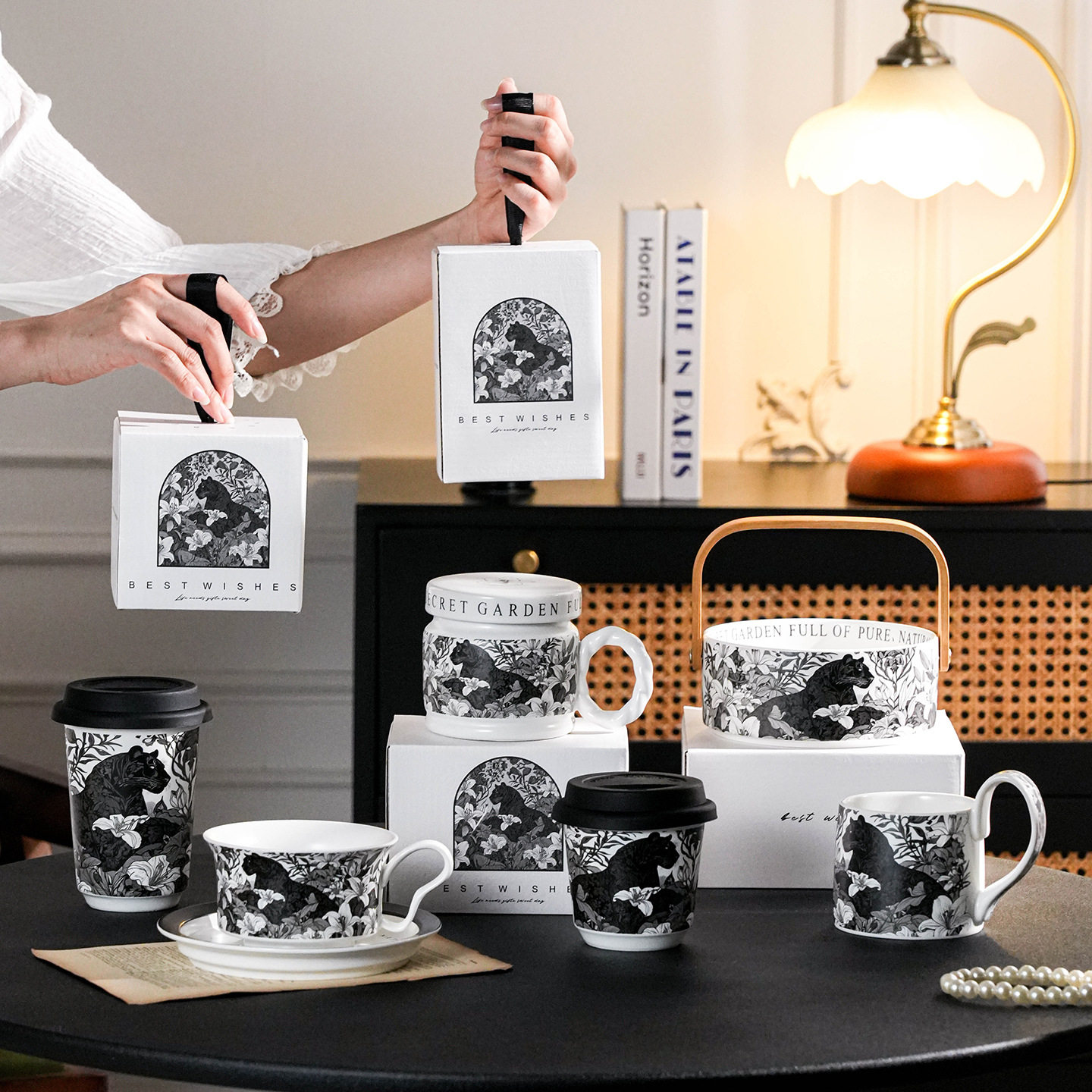 Veloce花林豹影陶瓷马克杯套装创意水杯高颜值礼盒装商务伴手礼品