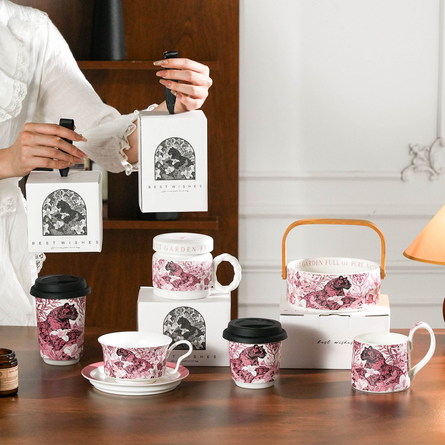 Veloce花林豹影马克杯套装创意陶瓷杯高颜值礼盒装商务高档伴手礼