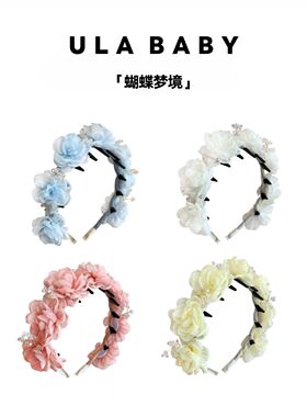 【喜儿ula】3-29-1「蝴蝶梦境」质感仙气春日满花氛围感防滑发箍