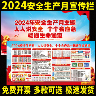 2024年安全生产月主题知识人人讲安全个个会应急宣传栏海报消防展