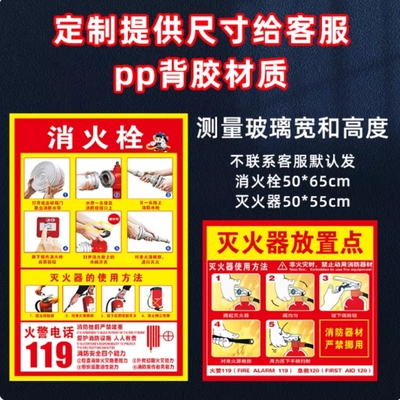 消火栓贴纸消防栓柜门使用方法贴纸灭火器放置点标识牌消防标识标