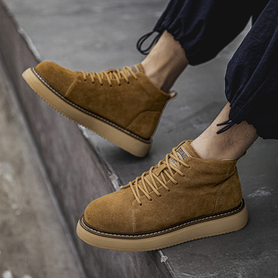 春季新款真皮男鞋厚底休闲鞋复古英伦风马丁靴百搭板鞋工装短靴子
