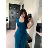 Bbabes 纯欲化身 纯欲扭结设计微胖收腰包臀开叉气质显瘦连衣裙