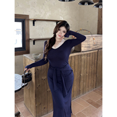 Babes 显瘦掐腰长裙两件套女 纯欲风温柔蕾丝修身 心动讯号 大码