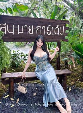 Babes【塞纳河畔】大码气质温柔纯欲风重工提花胸衣缎面半身裙女