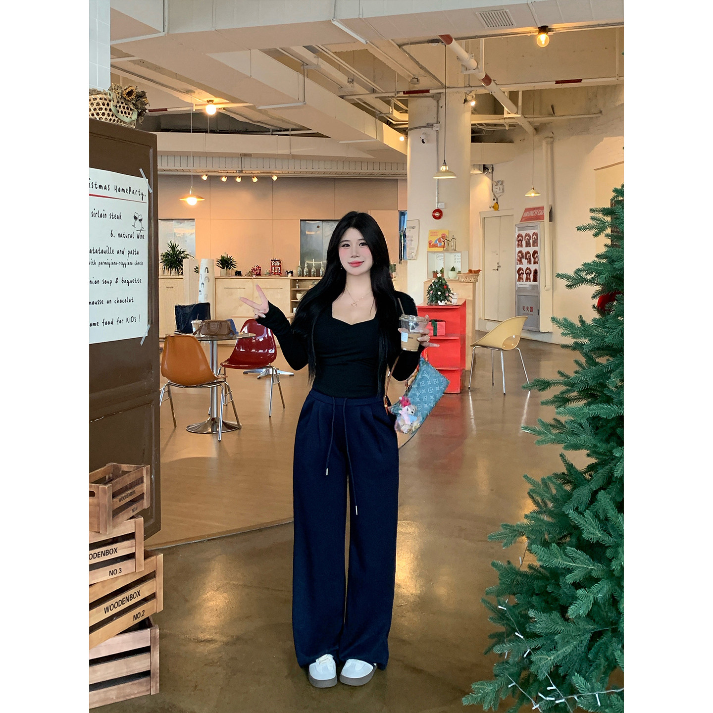 Babes【黑色纽带】黑色复古百搭交叉小心机长袖T恤显瘦长袖上衣女,女装/女士精品,大码内搭,淘宝优惠券,粉丝福利购,淘宝优惠卷