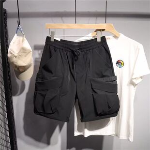 机能风防水工装短裤男款夏季薄款大码中裤宽松美式休闲五分裤子男