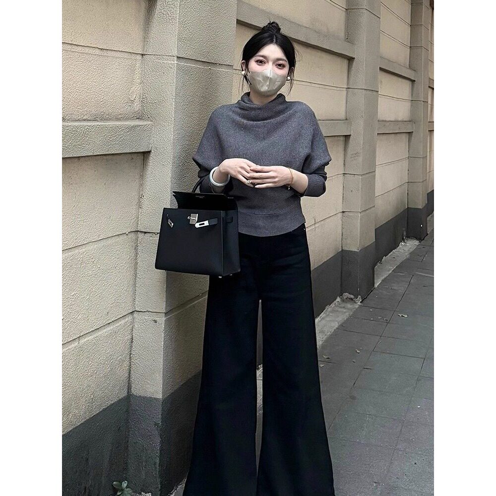 包芯纱洗水韩系漂亮慵懒高级感灰色高领毛衣女款2026新款秋冬
