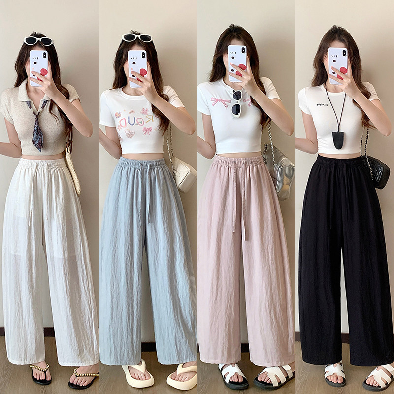 月朵依大码女装夏季亚麻舒适长裤图片