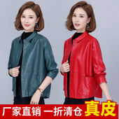 海宁皮夹克春秋季 新款 休闲韩版 真皮皮衣女显瘦短款 宽松大码 皮外套