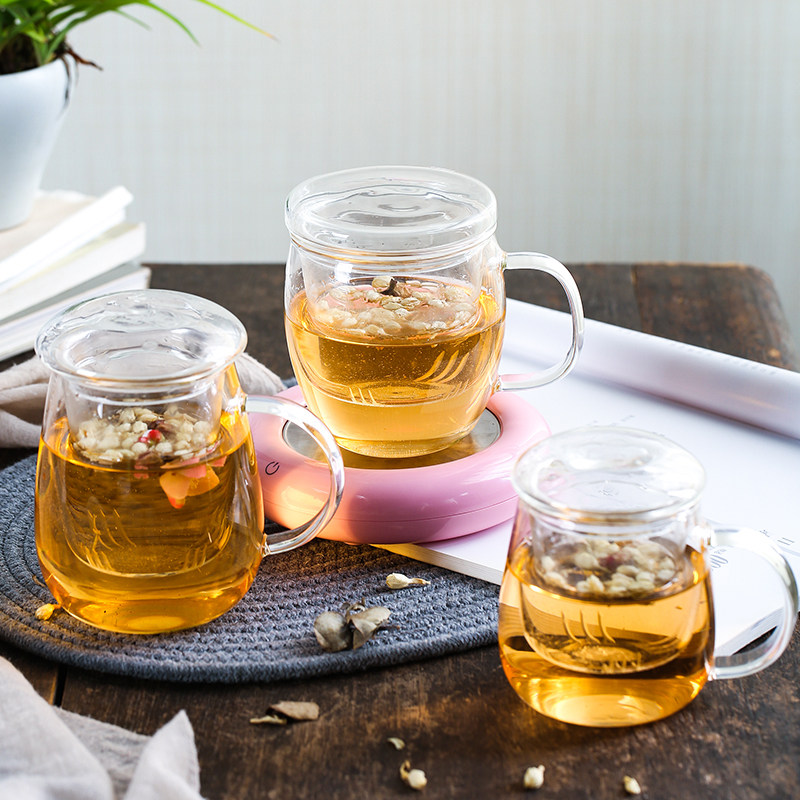 加厚玻璃杯家用办公室花茶杯泡茶杯喝茶杯子带盖男女士牛奶带过滤