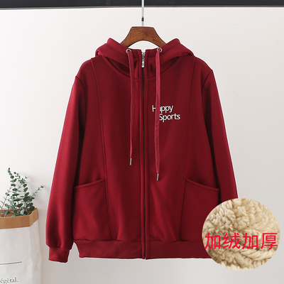 羊羔绒加厚冬季开衫2024新款宽松短款连帽加绒女士卫衣外套女秋冬