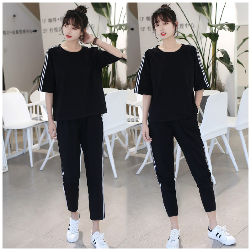 运动套装女春夏新款宽松上衣薄款时尚显瘦夏装跑步休闲短裤两件套