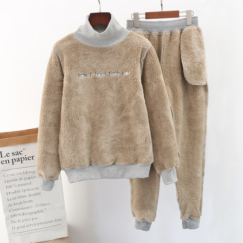 卫衣套装女冬季2024新款学生特厚羊羔绒打底衫卫裤秋冬宽松加绒毛