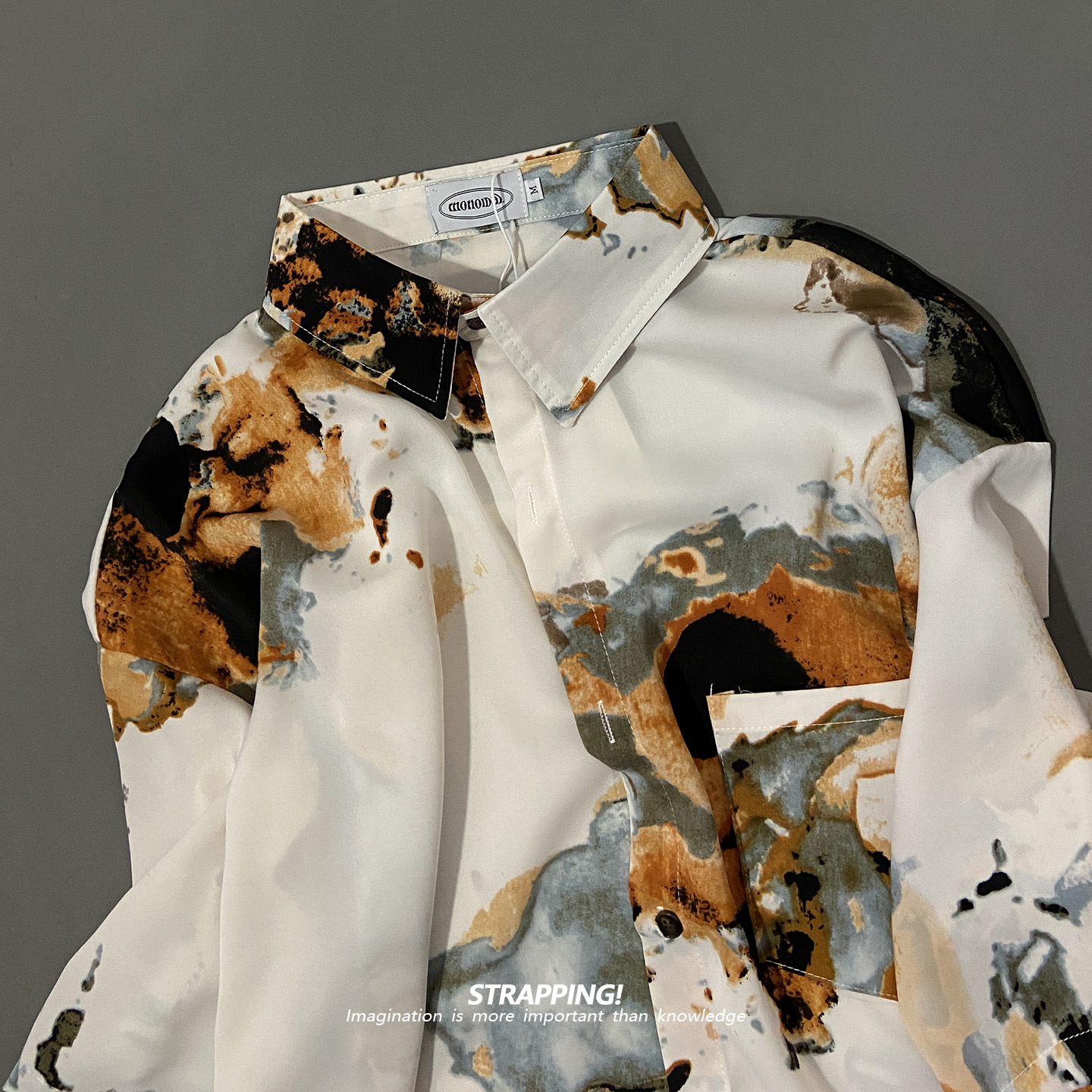 STRAPPING油墨抽象纹理碎花短袖花衬衫男女夏威夷泰国复古日系