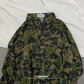 STRAPPING暗夜绿田园碎花长袖 花衬衫 港风复古日系男女痞帅春秋